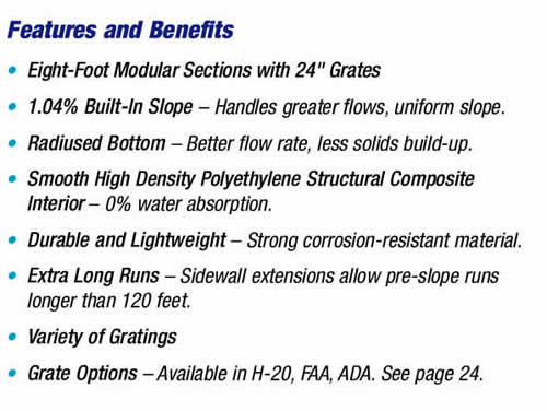 Z882 Trench Drain Features and Benefits
