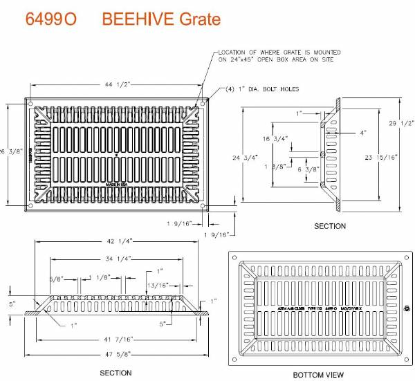 29.5" Wide Tall Beehive Ditch Grate