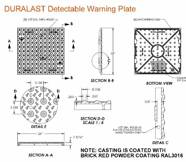 24" Wide Detectable Warning Plates