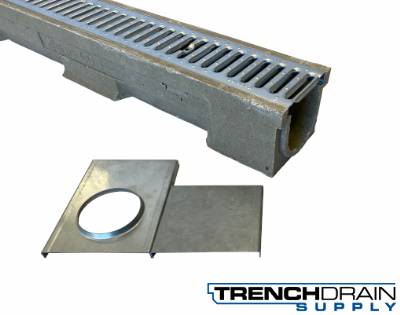 4" Wide D100 Edge Polymer Concrete Trench Drain Kit - 73 Foot Complete
