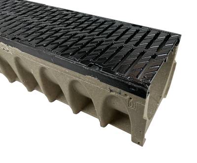 8" Wide MultiV DI Edge Concrete Trench Drain Kit - 46 Foot Complete