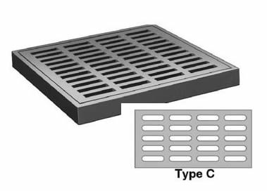 20" Wide Square Type C Grate 1 3/4" Deep