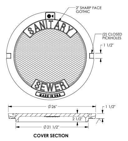 00104175 1040A  Solid Sanitary Sewer Cover