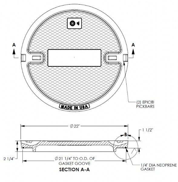 22" Manhole Solid Cover Only