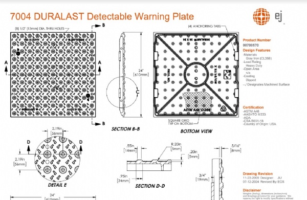 7004 DURALAST Detectable Warning Plate