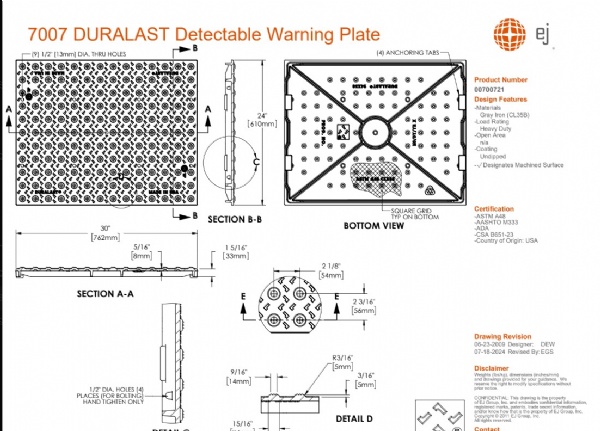 24x30 Rectangle Detectable Warning Plate