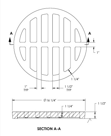 16 1/4" Manhole Grate Only 43610330