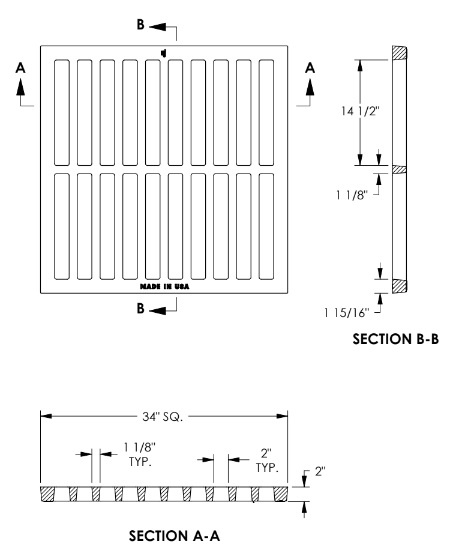 34" Square Grate